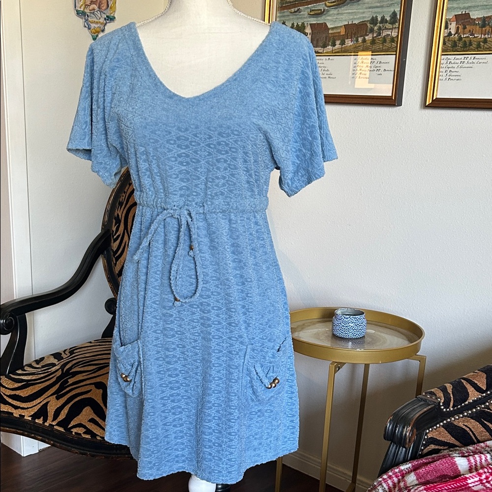 Juicy Couture Blue Textured Knit with Gold Accents